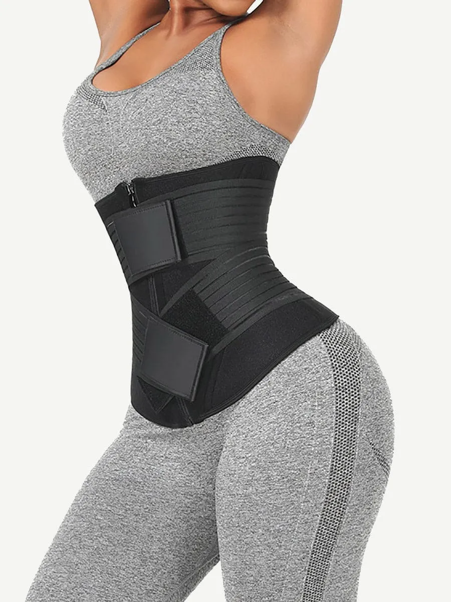 Wholesale Neoprene Fat Burning Breathable Long Waist Trainer Double Elastic Waistbands Waist Trainer