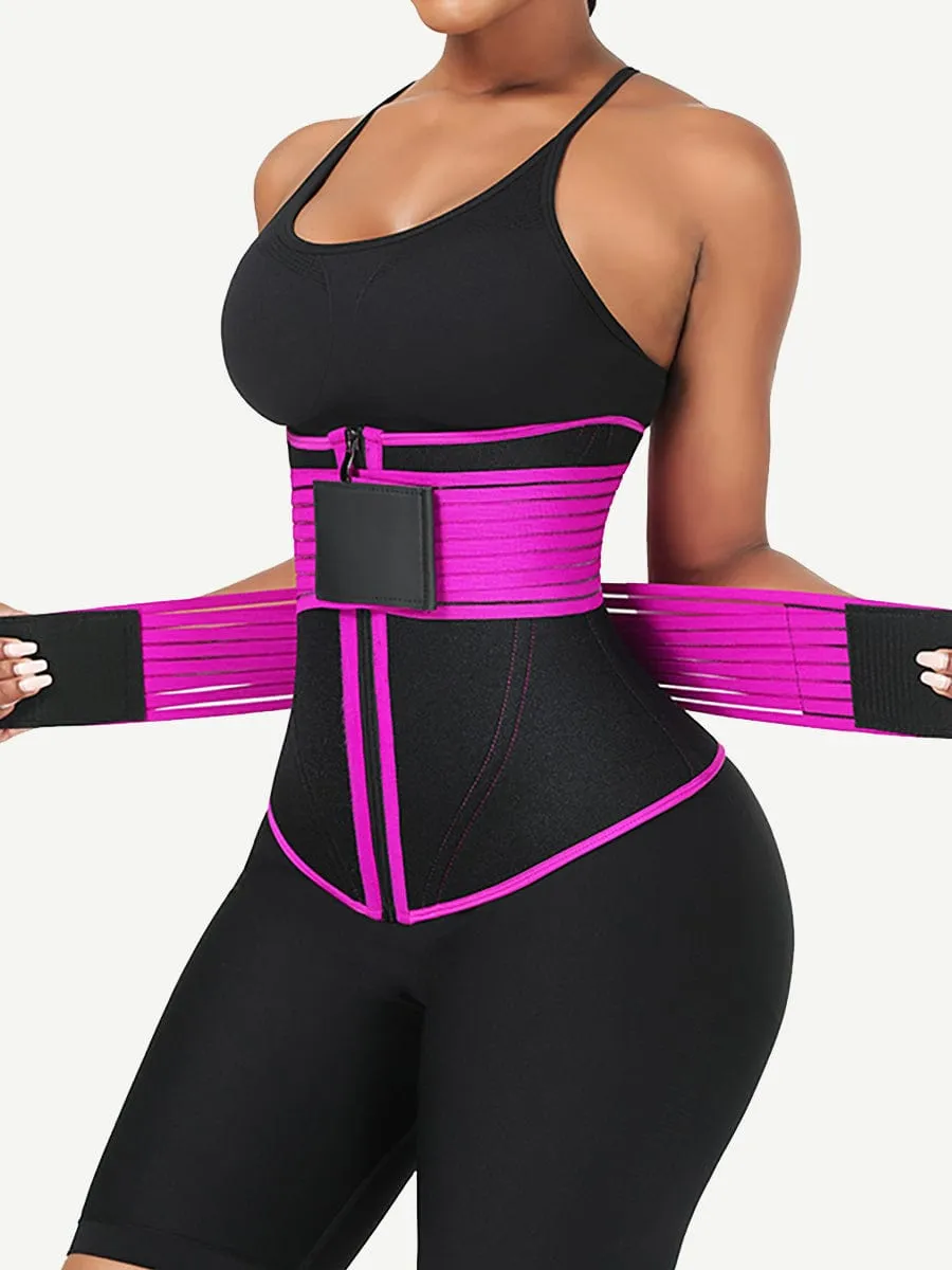 Wholesale Neoprene Fat Burning Breathable Long Waist Trainer Double Elastic Waistbands Waist Trainer
