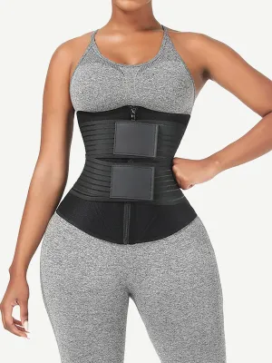 Wholesale Neoprene Fat Burning Breathable Long Waist Trainer Double Elastic Waistbands Waist Trainer