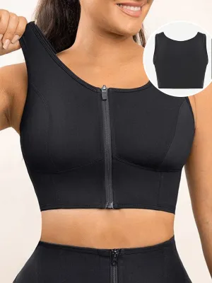 Wholesale Zipper Sports Shockproof Bra Crop With Four steel Boning