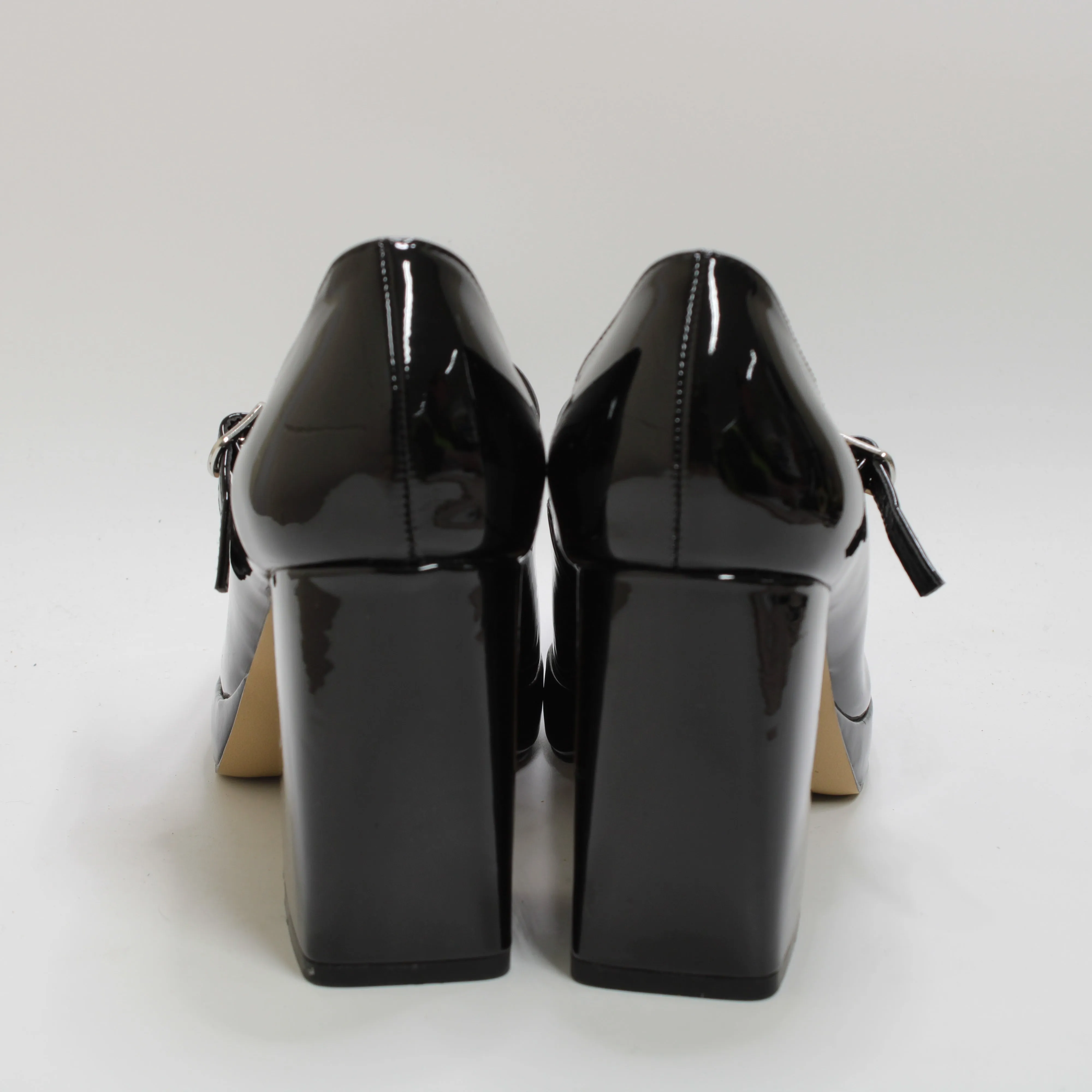 Womens Office Hazy Closed Toe Mary Jane Platforms Black Patent