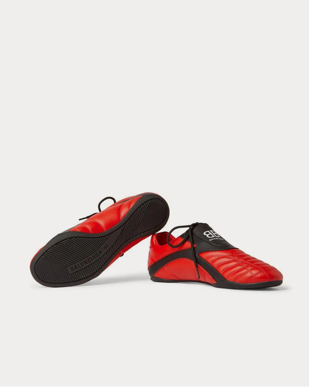 Zen Logo-Print Faux Leather  Red low top sneakers