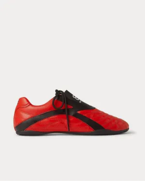 Zen Logo-Print Faux Leather  Red low top sneakers