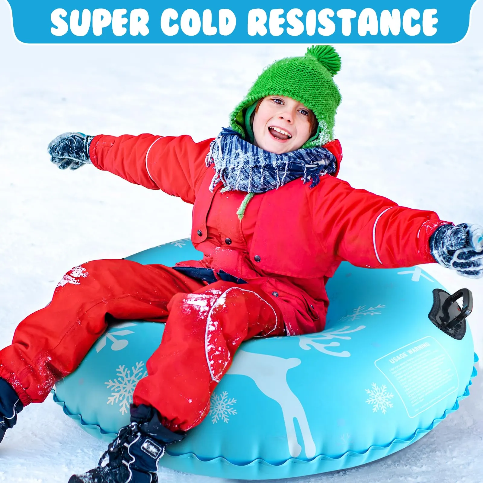 ZMLM Inflatable Snow-Tube Sled for Kids：2Pack Protable Winter Snow Sledding Toy Outdoor Sport Supplies Gift Kits for Age 6 7 8 9 10 Year Old Boy Girl Christmas Halloween Birthday Gift