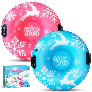 ZMLM Inflatable Snow-Tube Sled for Kids：2Pack Protable Winter Snow Sledding Toy Outdoor Sport Supplies Gift Kits for Age 6 7 8 9 10 Year Old Boy Girl Christmas Halloween Birthday Gift
