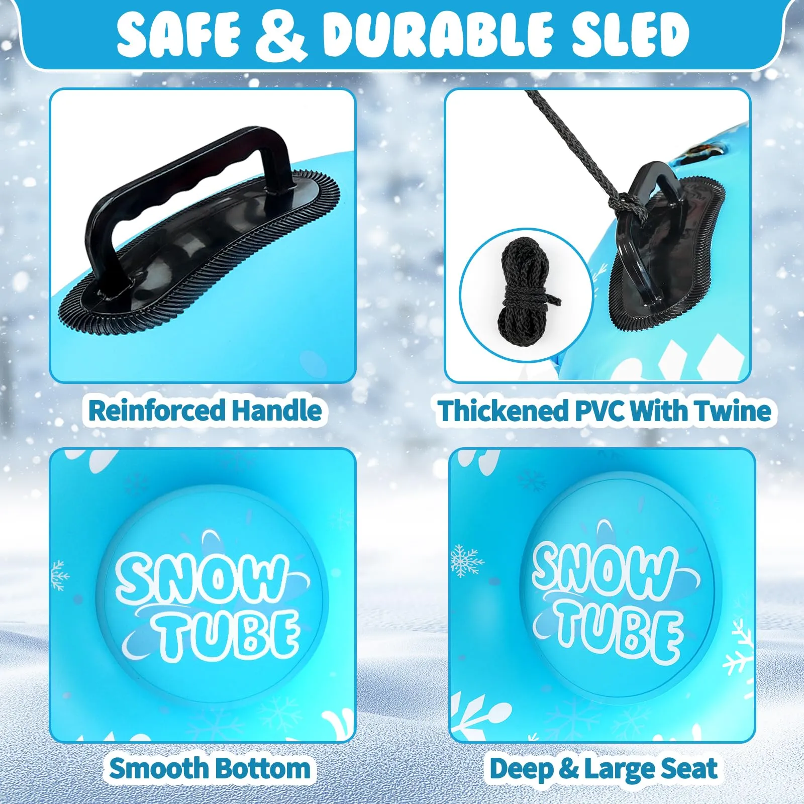 ZMLM Inflatable Snow-Tube Sled for Kids：2Pack Protable Winter Snow Sledding Toy Outdoor Sport Supplies Gift Kits for Age 6 7 8 9 10 Year Old Boy Girl Christmas Halloween Birthday Gift